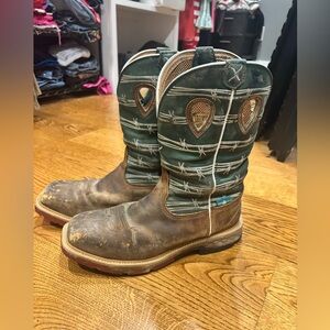 Twisted x Men’s Barbwire Waterproof Alloy Toe Western Work Boots Size 10EE Brown